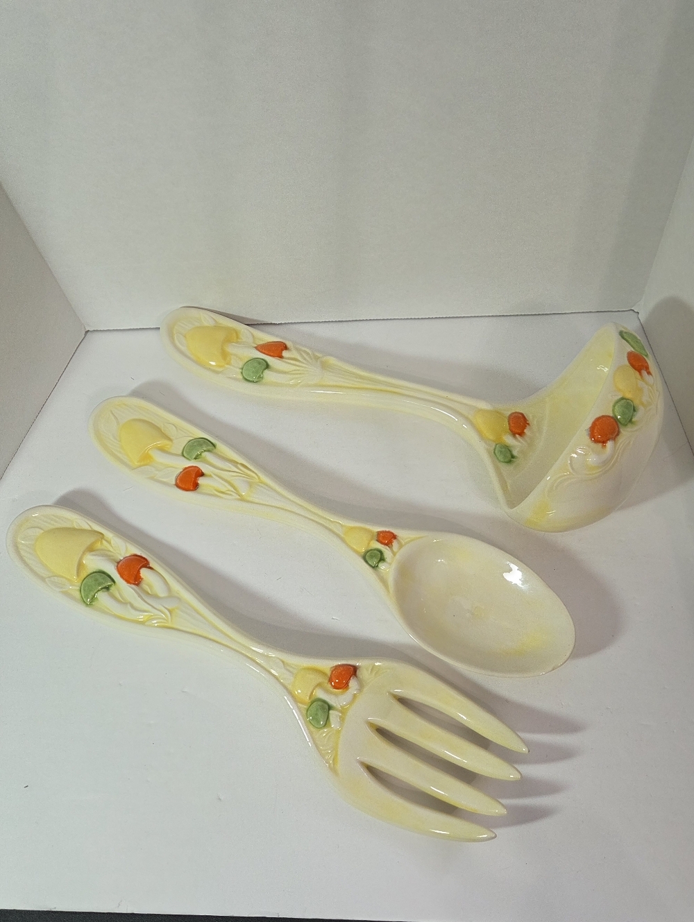 Vintage Arnels Mushroom Spoon, Fork & Ladle Ceramic Wall Hangings Large